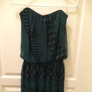 Black and Green Strapless Dress